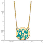 Sterling Silver/Gold-plated Small Round Epoxy Monogram Necklace