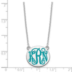 Sterling Silver/Rh-plated Small Round Epoxy Monogram Necklace