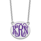SSilver/Rh-plated Medium Round Epoxy Monogram Necklace