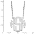 Sterling Silver/Rhodium-plated Small Round Monogram Necklace
