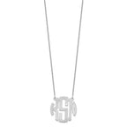 14k White Gold Small Round Monogram Necklace