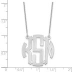 14k White Gold Small Round Monogram Necklace