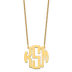 Sterling silver/Gold-plated Large Round Monogram Necklace