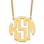 Sterling silver/Gold-plated Large Round Monogram Necklace