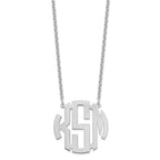 Sterling Silver/Rhodium-plated Round Monogram Necklace