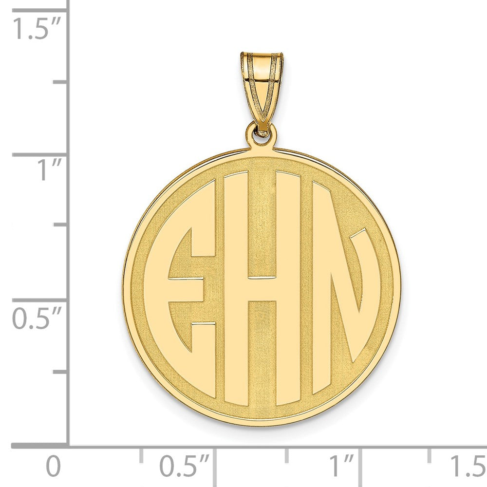 14k Yellow Gold Round Block Letter Monogram Pendant