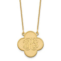 14k Yellow Gold Clover Monogram Necklace