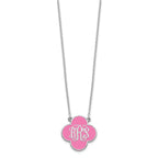 Sterling Silver/Rhodium-plated Clover Monogram w/Epoxy Necklace