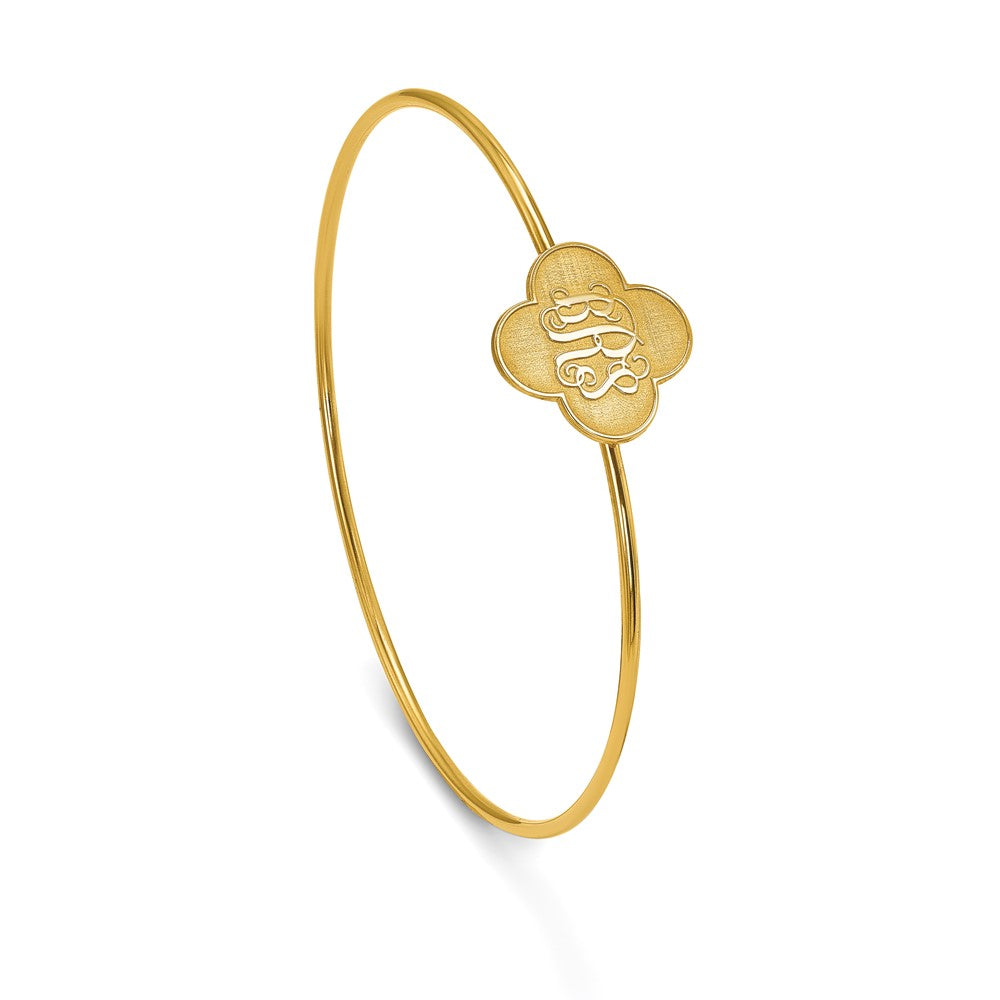 Sterling Silver/Gold-plated Clover Monogram Slip on Bangle