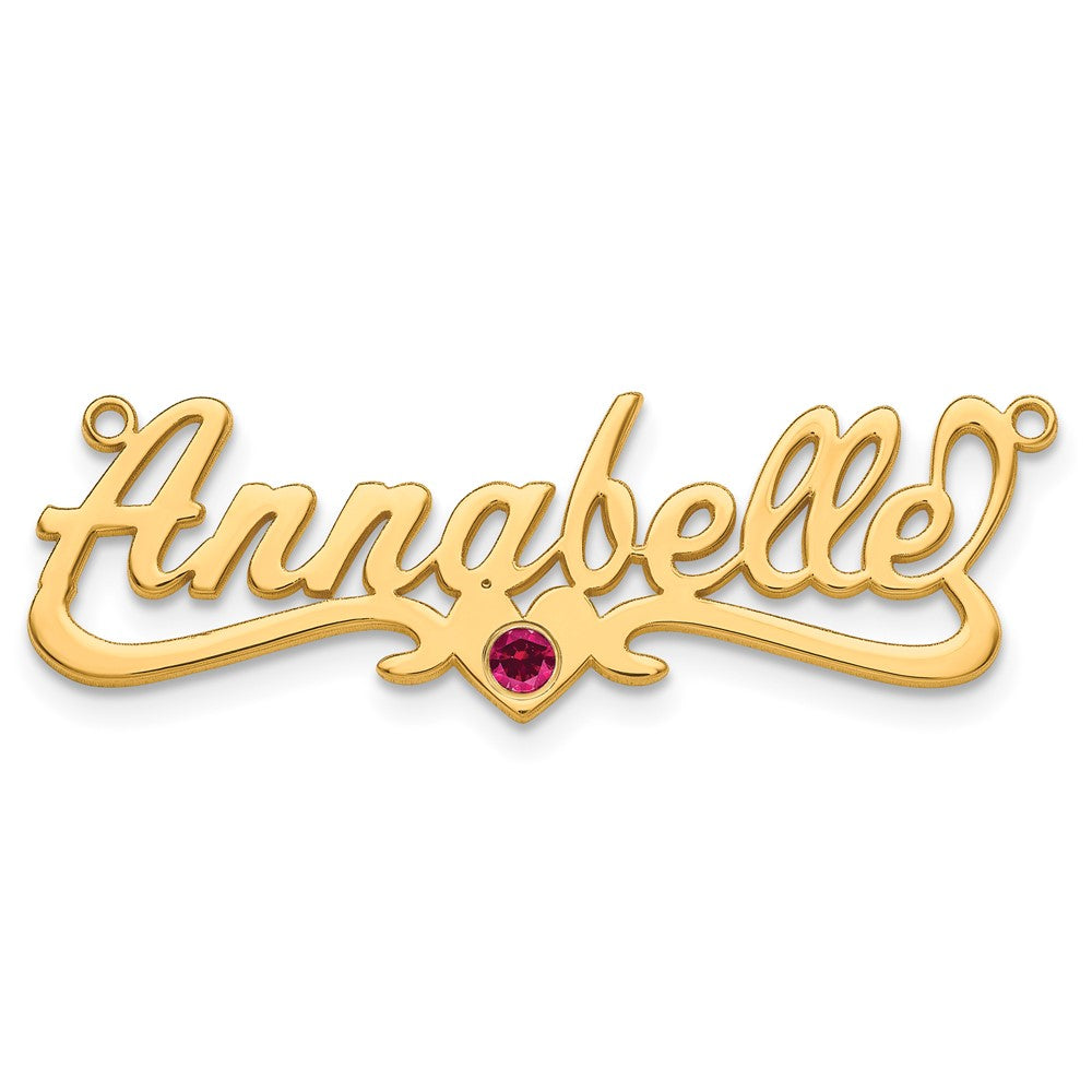 14k Yellow Gold with 14k Bezel Birthstone Heart Name Plate