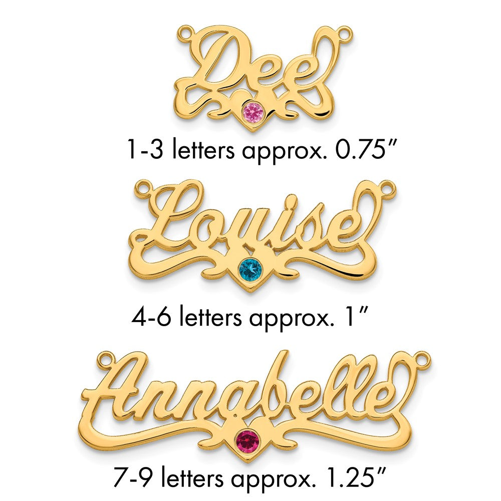 14k Yellow Gold with 14k Bezel Birthstone Heart Name Plate