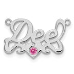14k WG with 14k Rhod-plated Bezel Birthstone Heart Name Plate