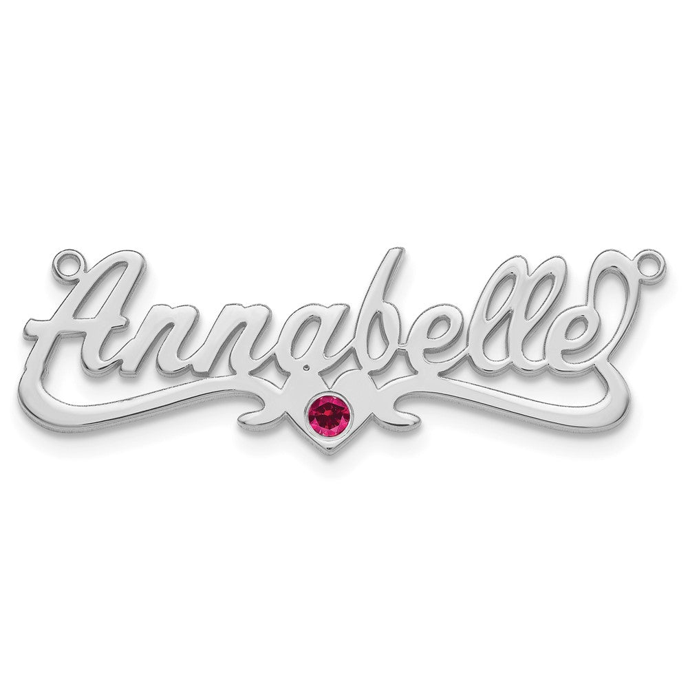 SS/Rhod-plated with SS Bezel Birthstone Heart Name Plate