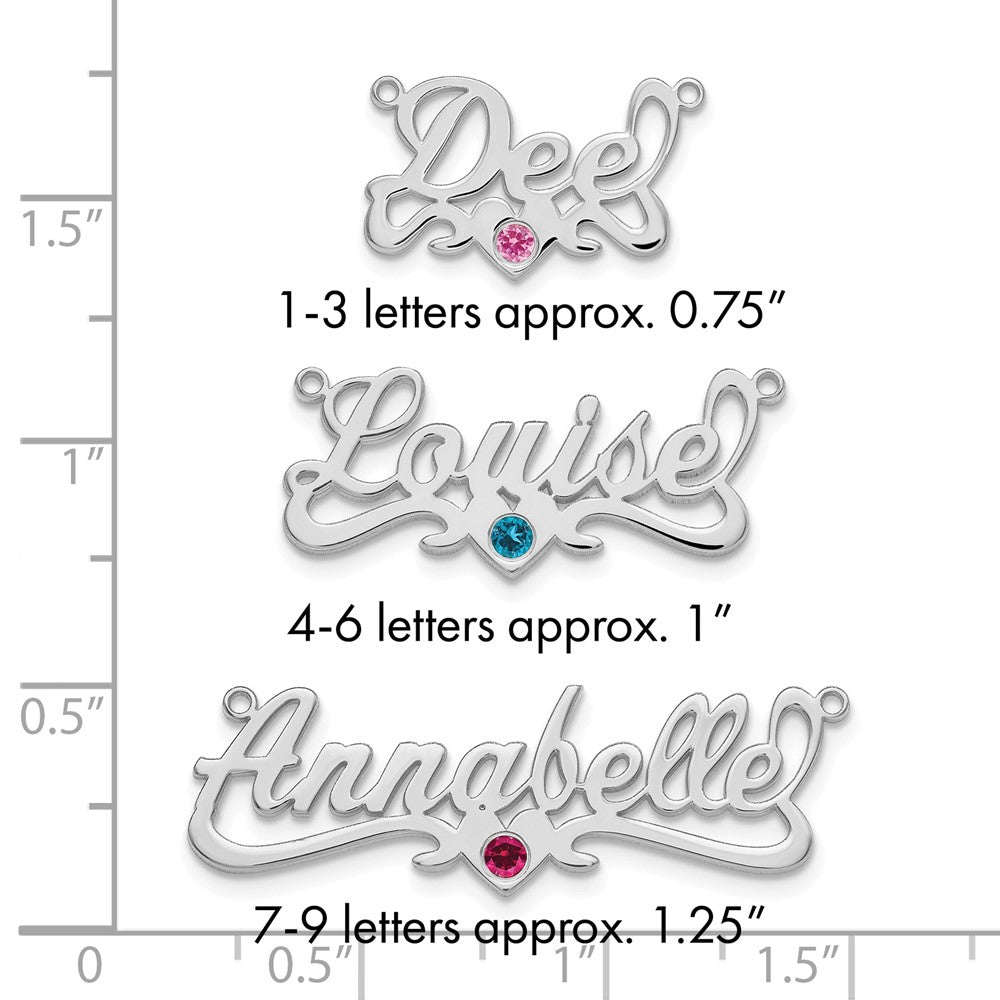 14k WG with 14k Rhod-plated Bezel Birthstone Heart Name Plate