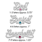 14k WG with 14k Rhod-plated Bezel Birthstone Heart Name Plate