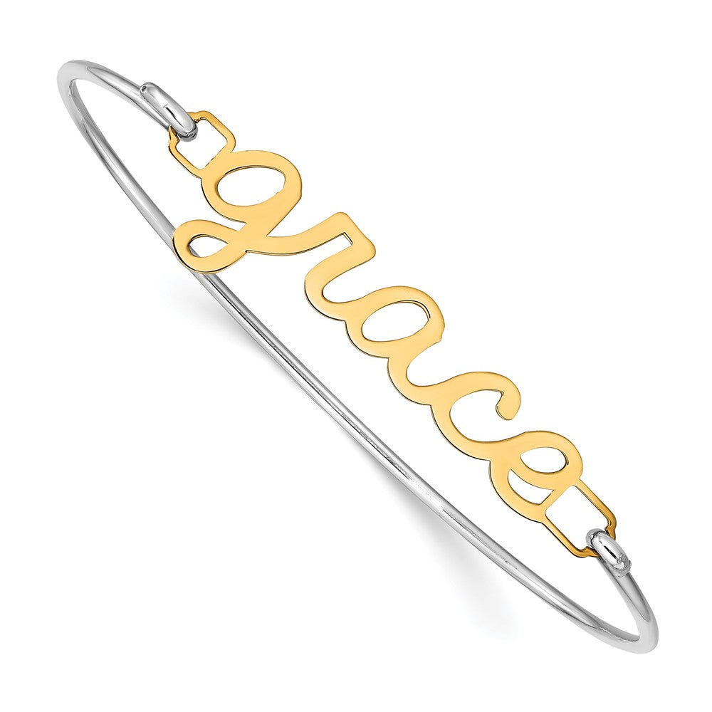 SS/Gold-plated Name Plate on Sterling Silver Bangle