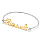 SS/Gold-plated Name Plate on Sterling Silver Bangle