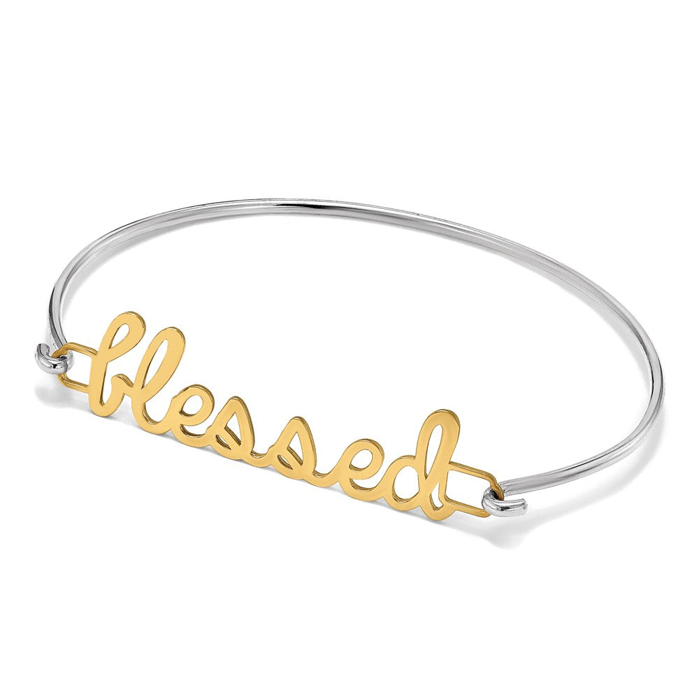SS/Gold-plated Name Plate on Sterling Silver Bangle