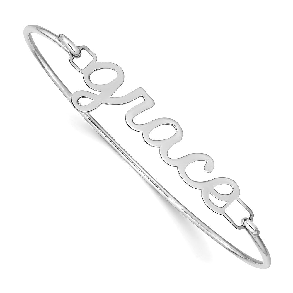 SS/Rhodium-plated Name Plate on Sterling Silver Bangle
