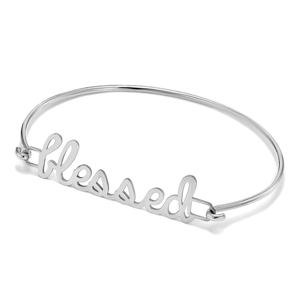 SS/Rhodium-plated Name Plate on Sterling Silver Bangle