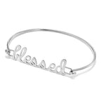 SS/Rhodium-plated Name Plate on Sterling Silver Bangle