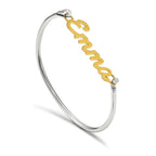 SS/Gold-plated Name Plate on Sterling Silver Bangle