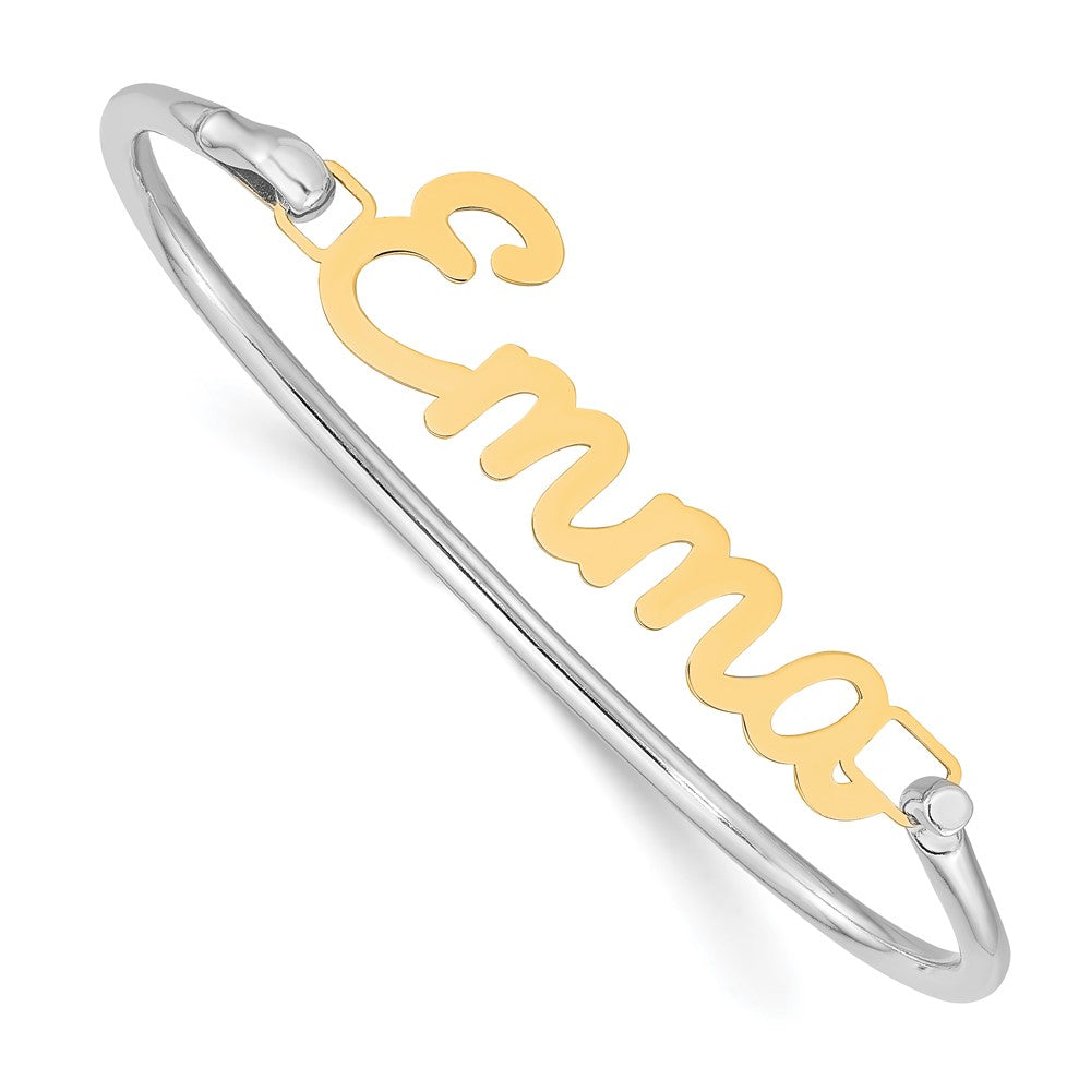 SS/Gold-plated Name Plate on Sterling Silver Bangle