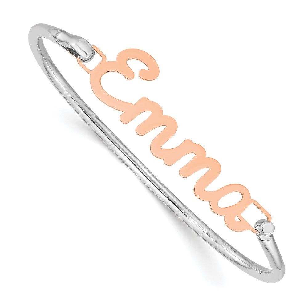 SS/Rose-plated Name Plate on Sterling Silver Bangle