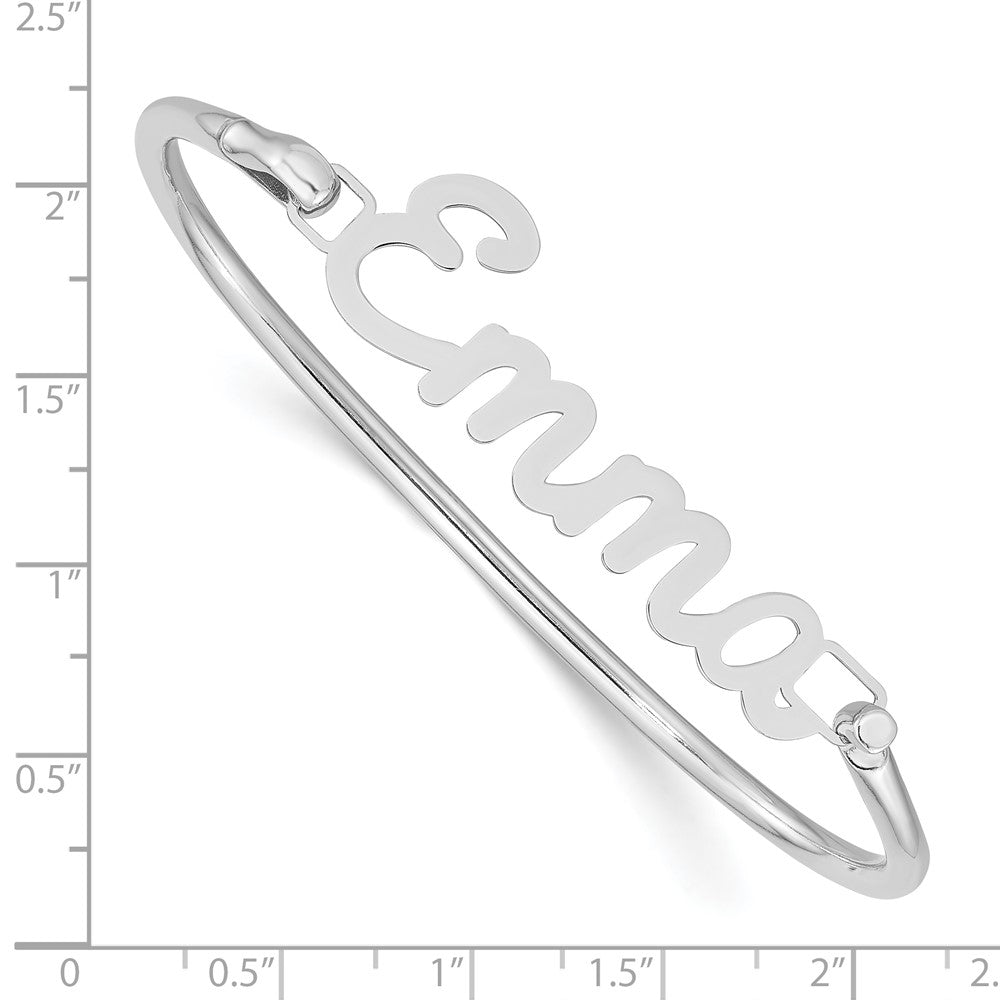 SS/Rhodium-plated Name Plate on Sterling Silver Bangle