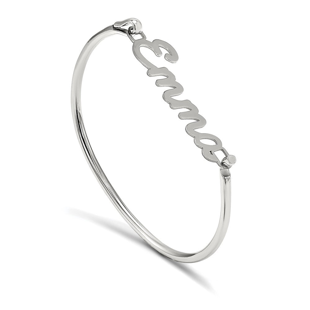 SS/Rhodium-plated Name Plate on Sterling Silver Bangle