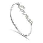 SS/Rhodium-plated Name Plate on Sterling Silver Bangle