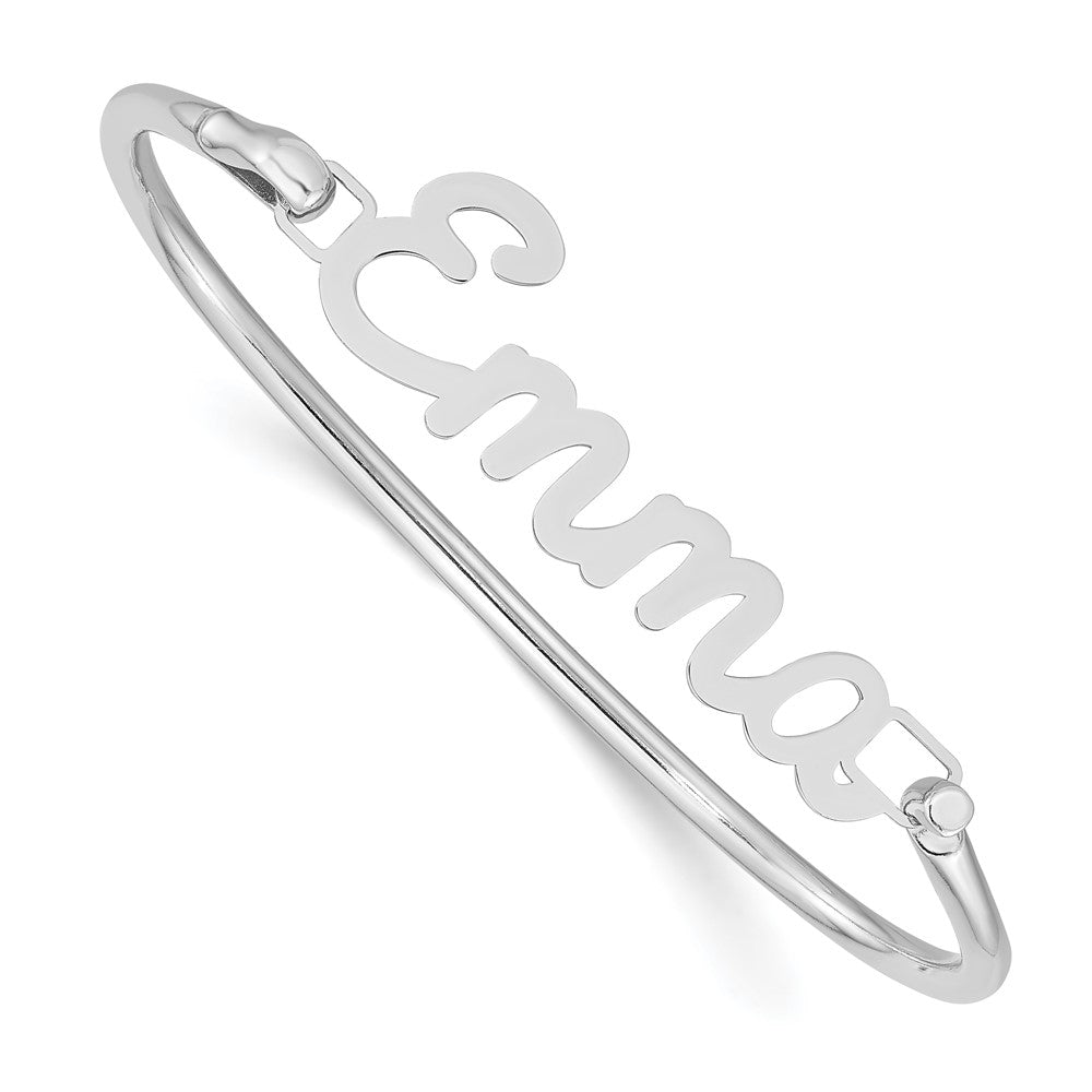 SS/Rhodium-plated Name Plate on Sterling Silver Bangle