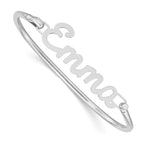 SS/Rhodium-plated Name Plate on Sterling Silver Bangle