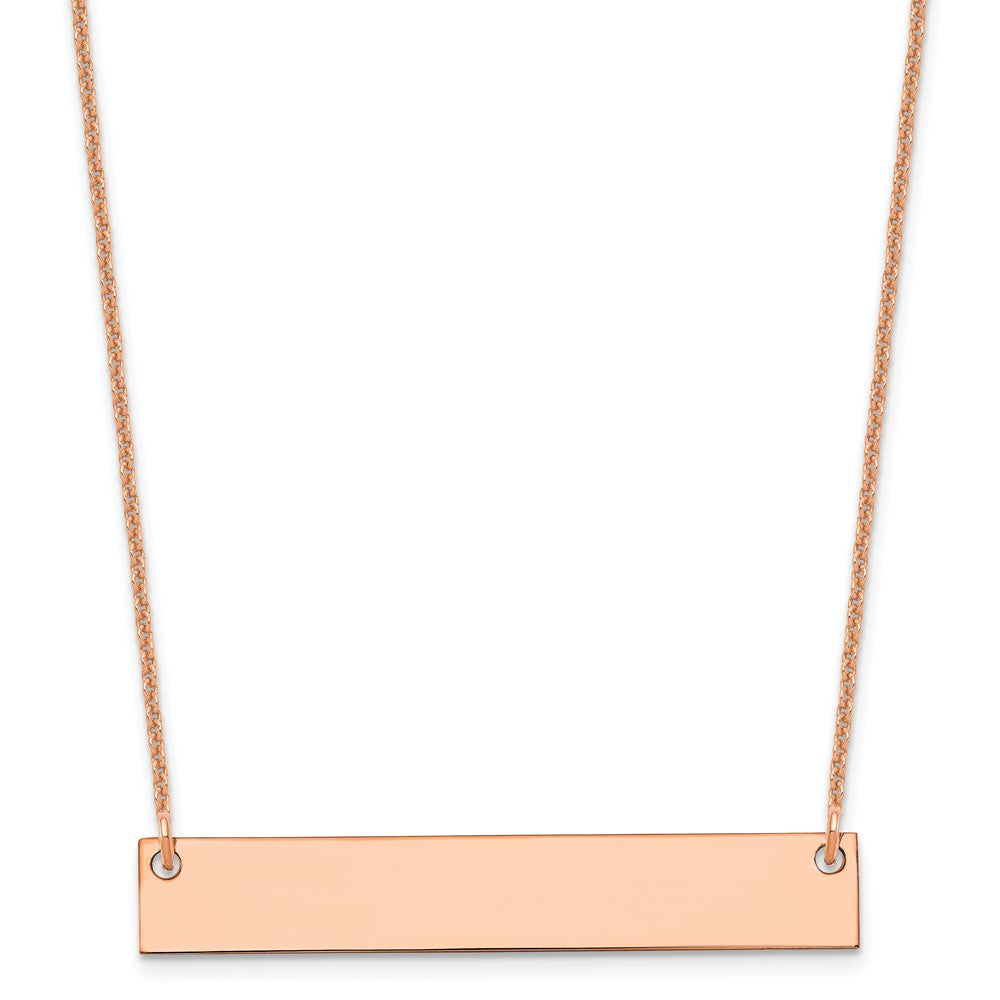 14k Rose Gold Medium Blank Bar Necklace