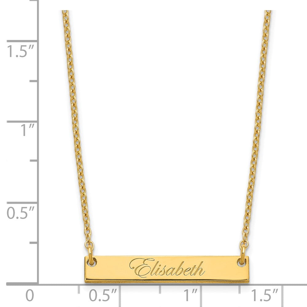 Sterling Silver/Gold-plated Small EDWARDIAN SCRIPT Bar Necklace