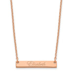 Sterling Silver/Rose-plated Small EDWARDIAN SCRIPT Bar Necklace