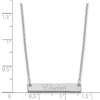 SS/Rhodium-plated Small EDWARDIAN SCRIPT Bar Necklace