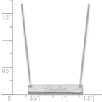 10k White Gold Small  EDWARDIAN SCRIPT Bar Necklace