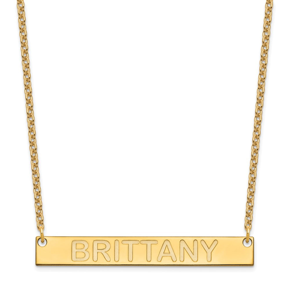 SS/Gold-plated Large Capitalized ARIAL ROUNDED Bar Necklace
