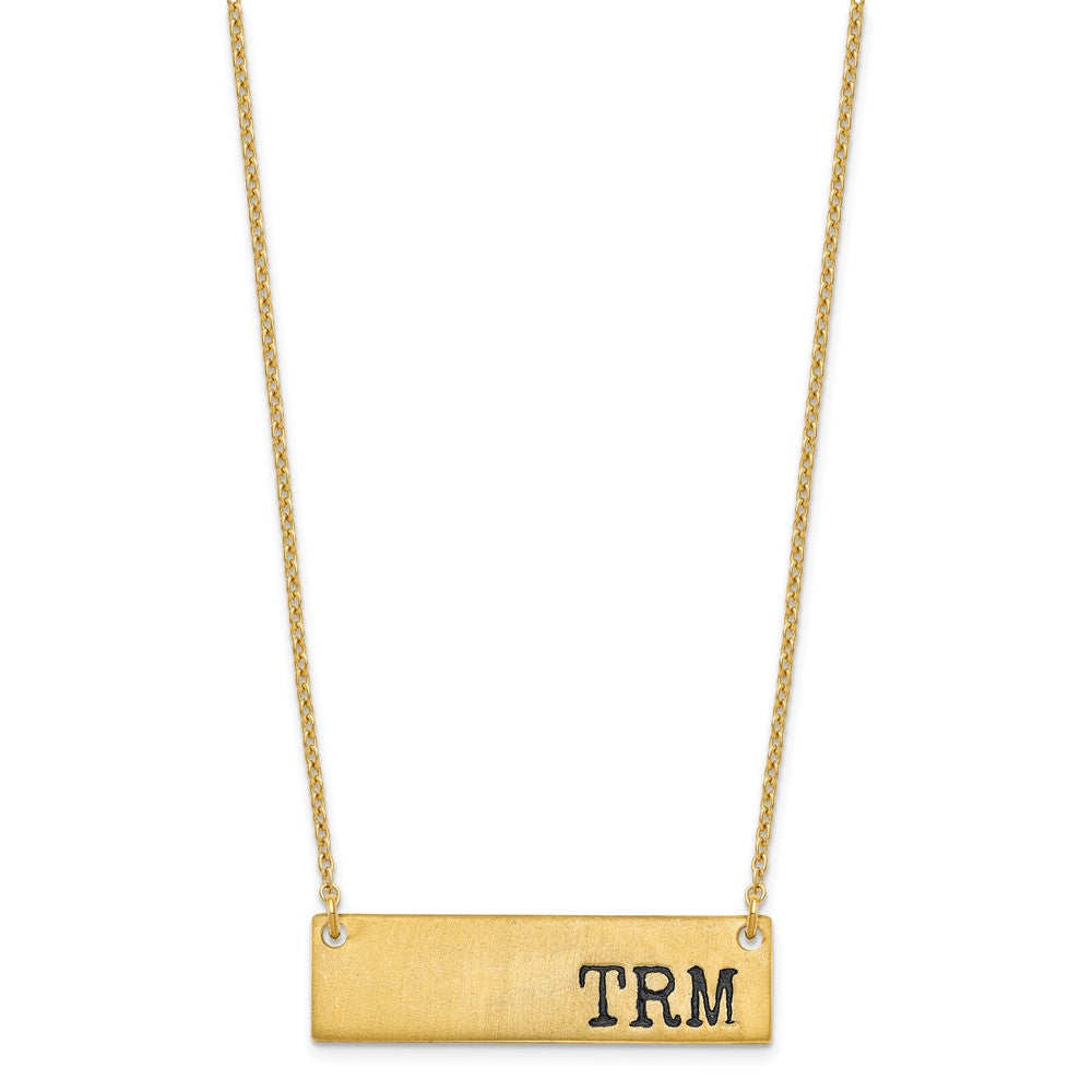 SS/Gold-plated Brushed Enameled Initial Monogram Bar Necklace