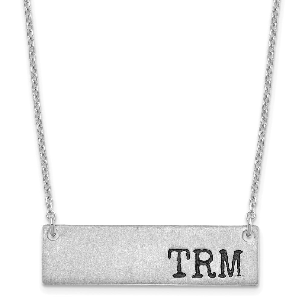 SS/Rhodium-plated Brushed Enameled Initial Monogram Bar Necklace