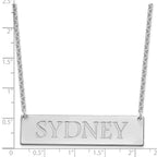Sterling Silver/Rhodium-plated Large Name Bar Necklace