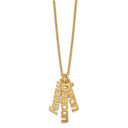Sterling Silver/Gold-plated Brushed 3 Name Charm Necklace