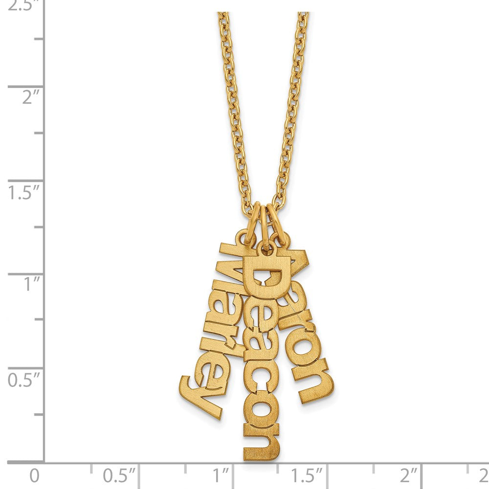 Sterling Silver/Gold-plated Brushed 3 Name Charm Necklace