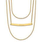 Sterling Silver/Gold-plated Brushed 3 Chain 1 Bar Necklace