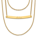 Sterling Silver/Gold-plated Brushed 3 Chain 1 Bar Necklace
