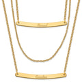 Sterling Silver/Gold-plated Brushed  3 Chain 2 Bar Necklace