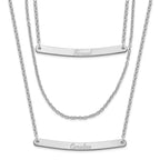 Sterling Silver/Rhodium-plated Brushed 3 Chain 2 Bar Necklace