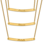 Sterling Silver/Gold-plated Brushed 3 Chain 3 Bar Necklace