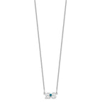 14k WG 2 Initials w/14k/rhodium-plated Bezel Birthstone Necklace